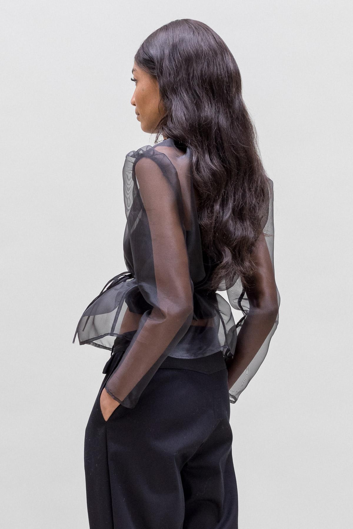 Sumi Top | Black Satin Organza