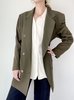 Vintage Double- Breasted Blazer - Dark Olive - Thumbnail 1