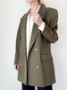 Vintage Double- Breasted Blazer - Dark Olive - Thumbnail 2