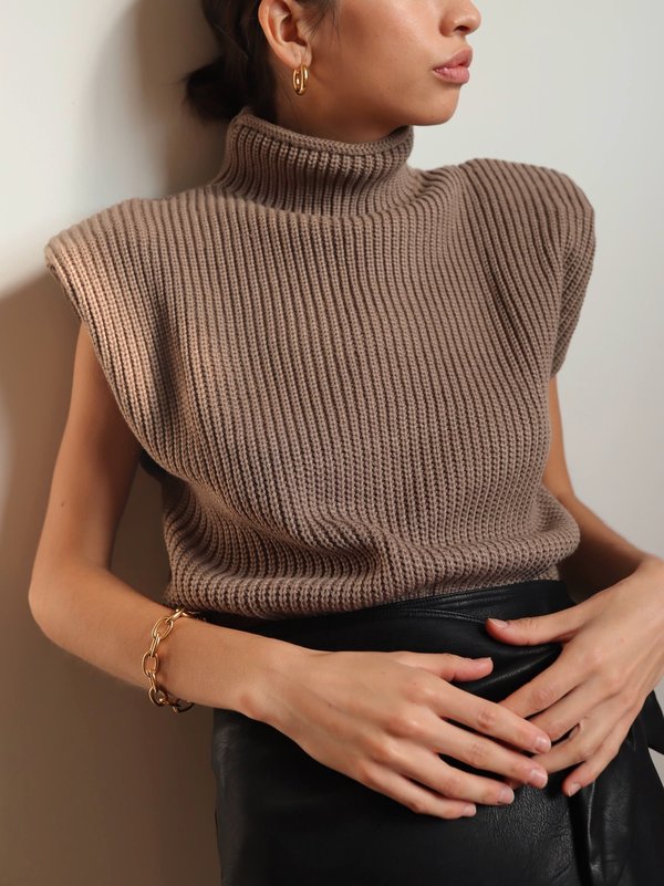 En Saison Shoulder Pad Pullover Sweater 