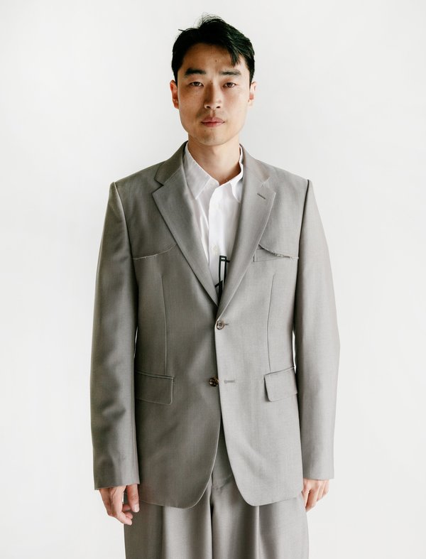 Comme des Garcons Wool Mohair Sharkskin Jacket - Sand | Garmentory