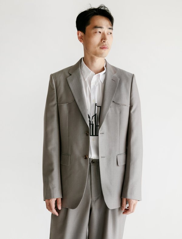 COMME des GARCONS ジャケット GE-J027 グレー Comme des Garcons Wool Mohair Sharkskin Jacket - Sand | Garmentory