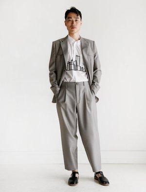 COMME des GARÇONS HOMME グレー ブレザー M Comme des Garcons Wool Mohair Sharkskin Jacket - Sand | Garmentory