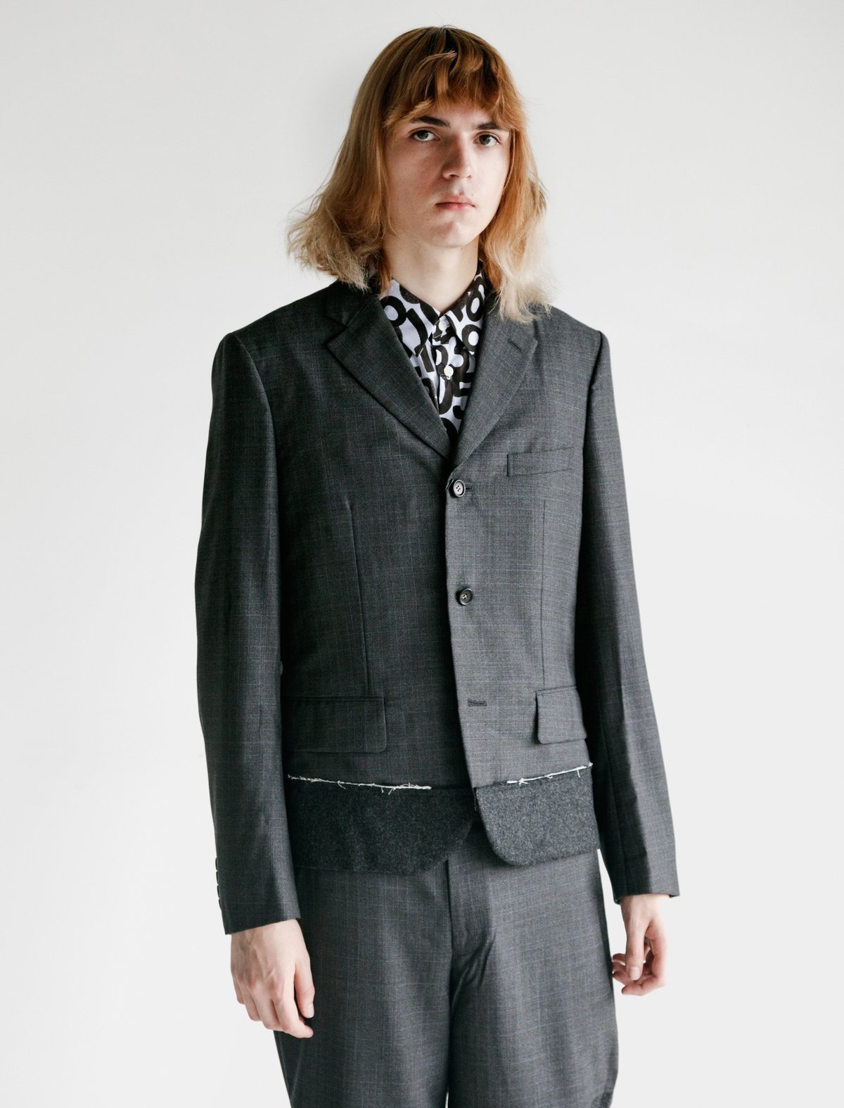 Comme des Garcons Wool Tropical Check Flannel Jacket - Charcoal 