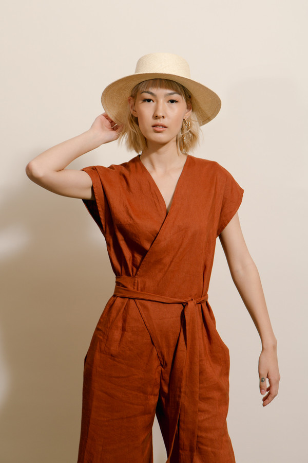 linen wrap jumpsuit