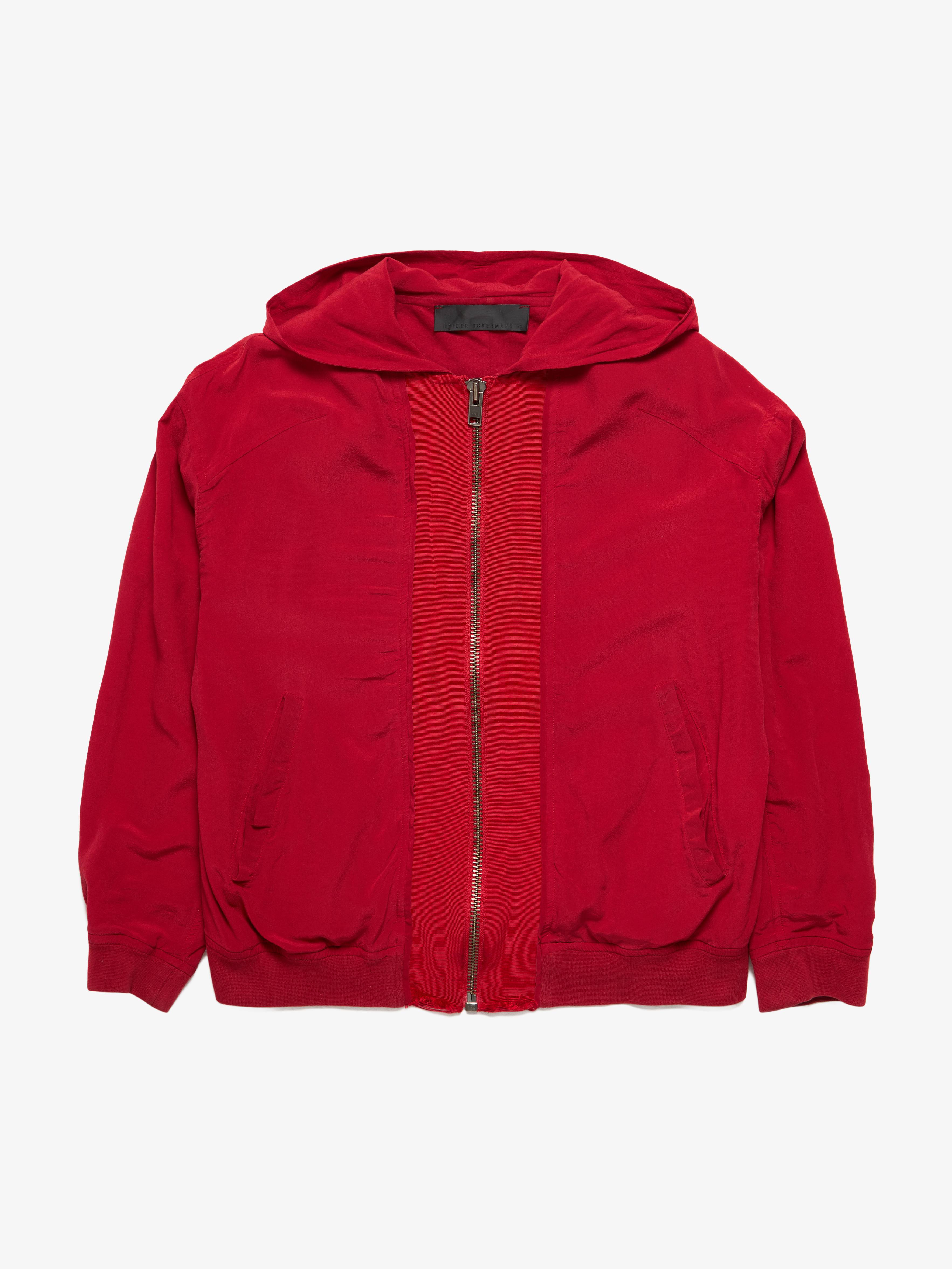 Haider Ackermann Zipped Silk Hoodie sweater - red | Garmentory