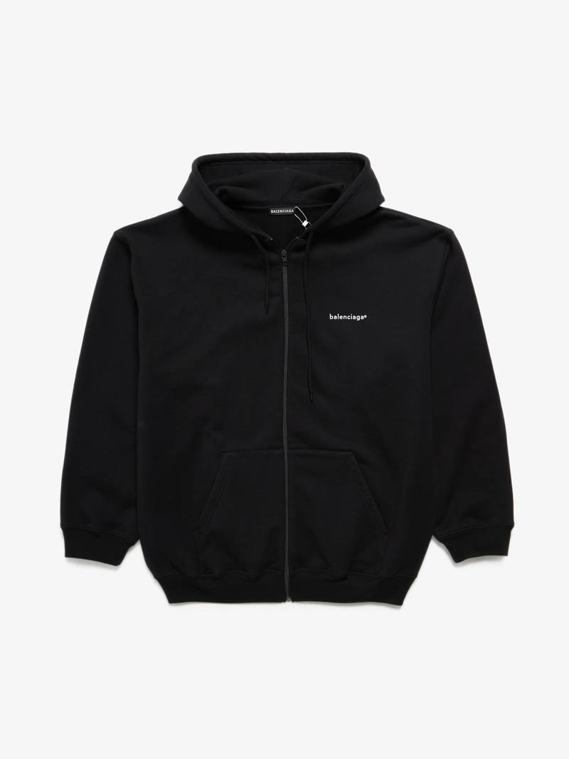 PRE-LOVED Balenciaga U Logo Zip Hoodie SWEATER - BLACK