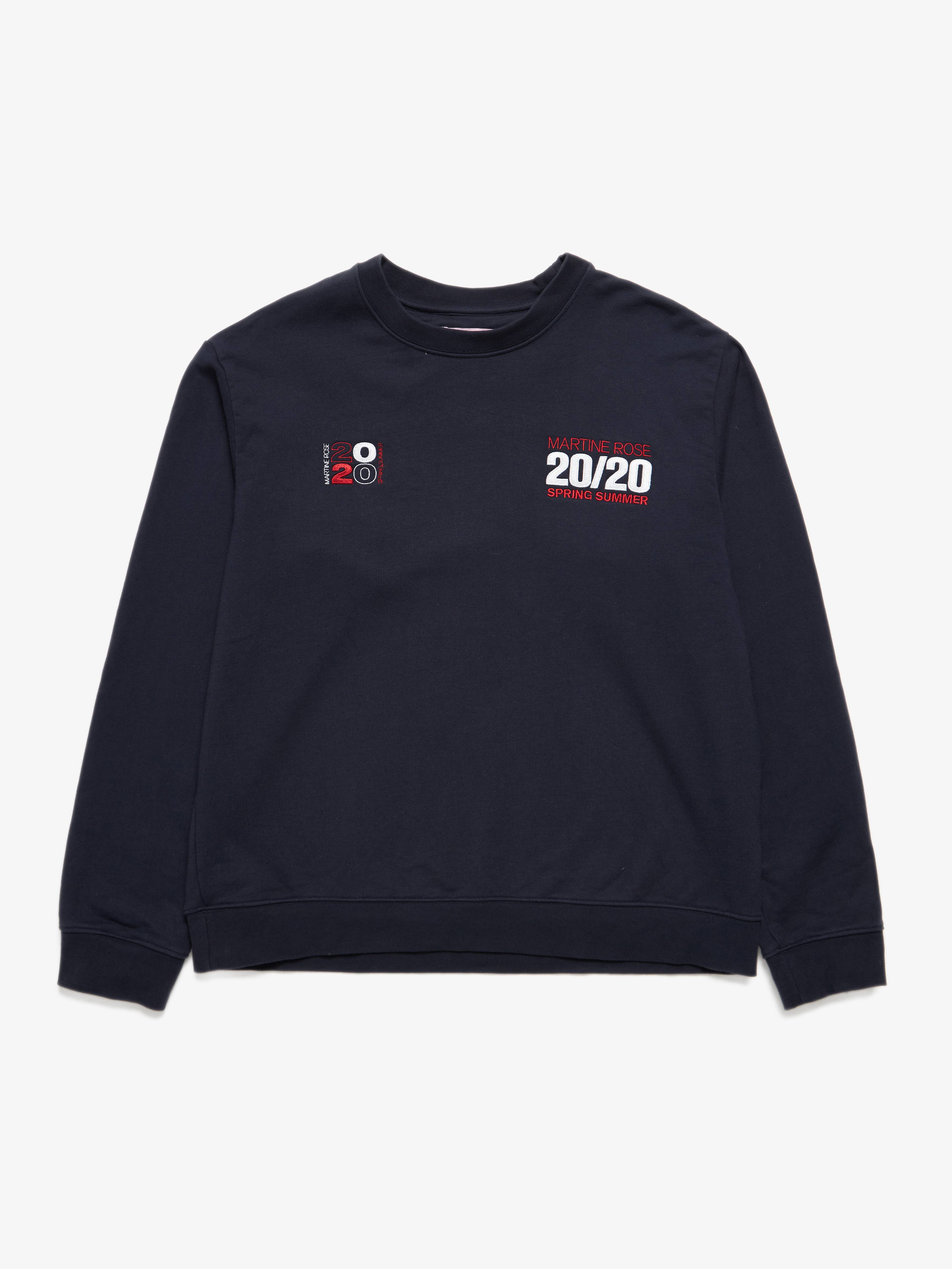【MARTINE ROSE】LOGO PRINT SWEATSHIRT - WHITE:NAVY Martine Rose logo-print long-sleeve Cotton T-shirt | White