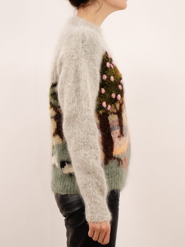 VINTAGE 1980's susie lee pastoral mohair sweater - GREY | Garmentory