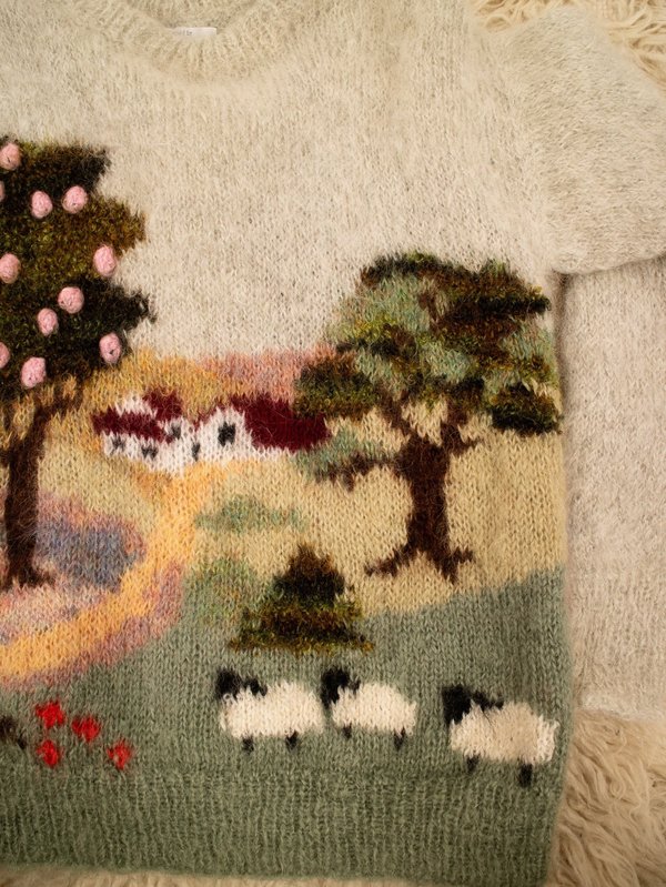 Pull Femme En Mohair Susie Lee - Motif Paysage, Taille M, Couleur Parme