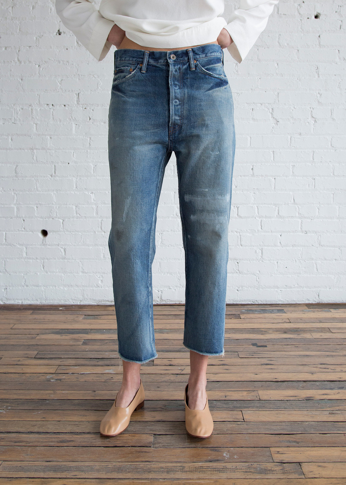 パンツ chimalafor luxe ADJUSTABLE WIDE TAPERED Chimala Selvedge Wide Tapered Cut Denim - Vintage Repair | Garmentory