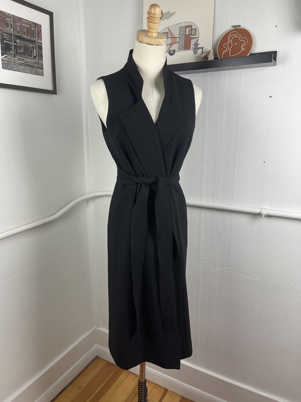 black sleeveless blazer dress Sleeveless Blazer Dress in Wool Double-Face Black / 2