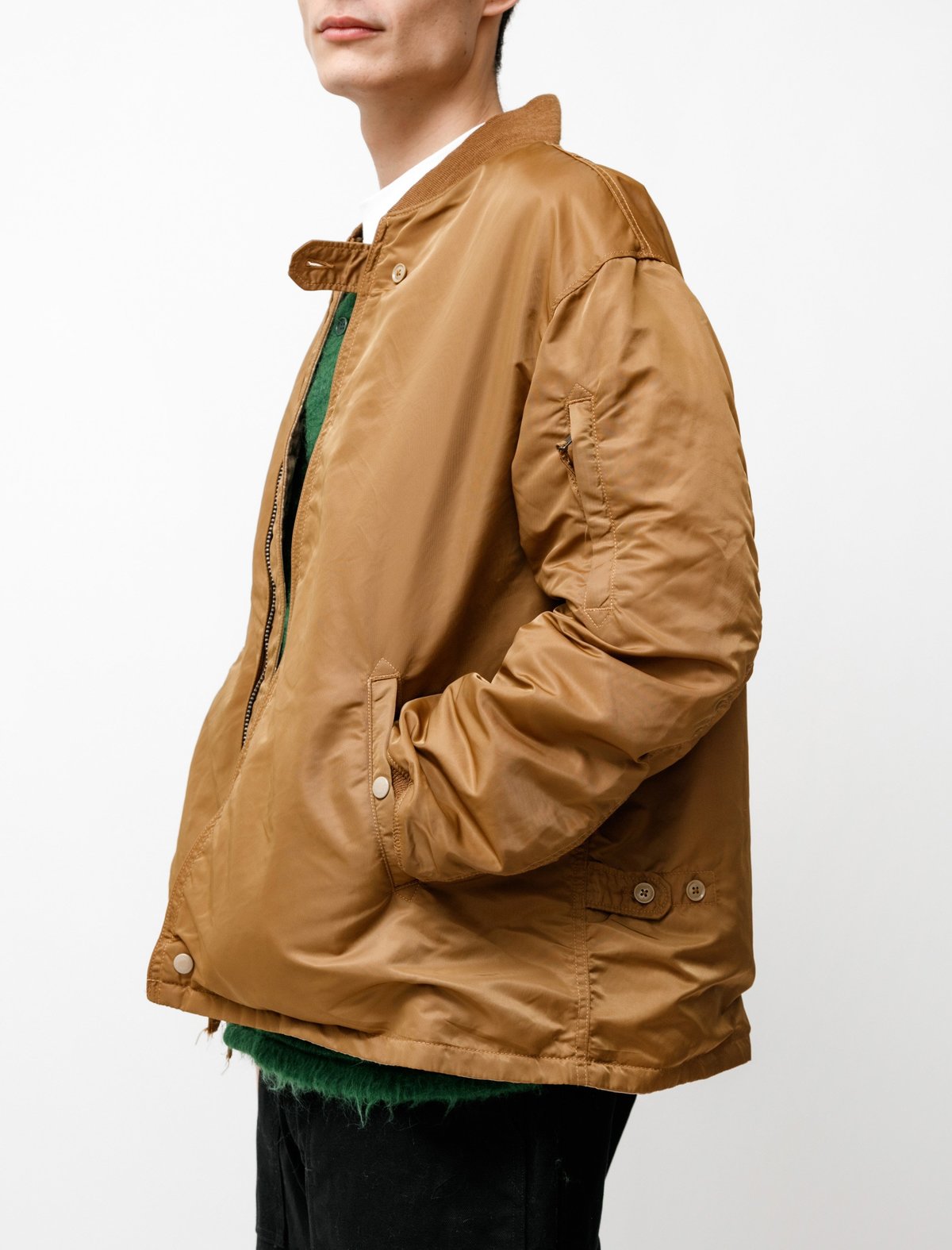 Engineered Garments Flight Satin Nylon Aviator Jacket - Coyote
