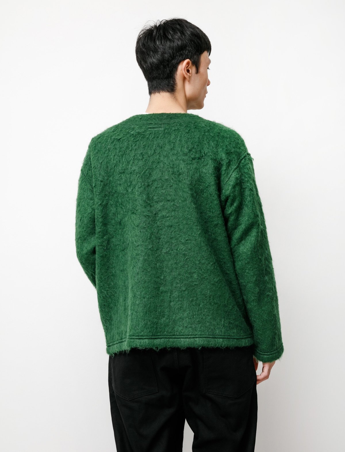 Engineered Garments Mohair Crewneck Cardigan - Kelly Green
