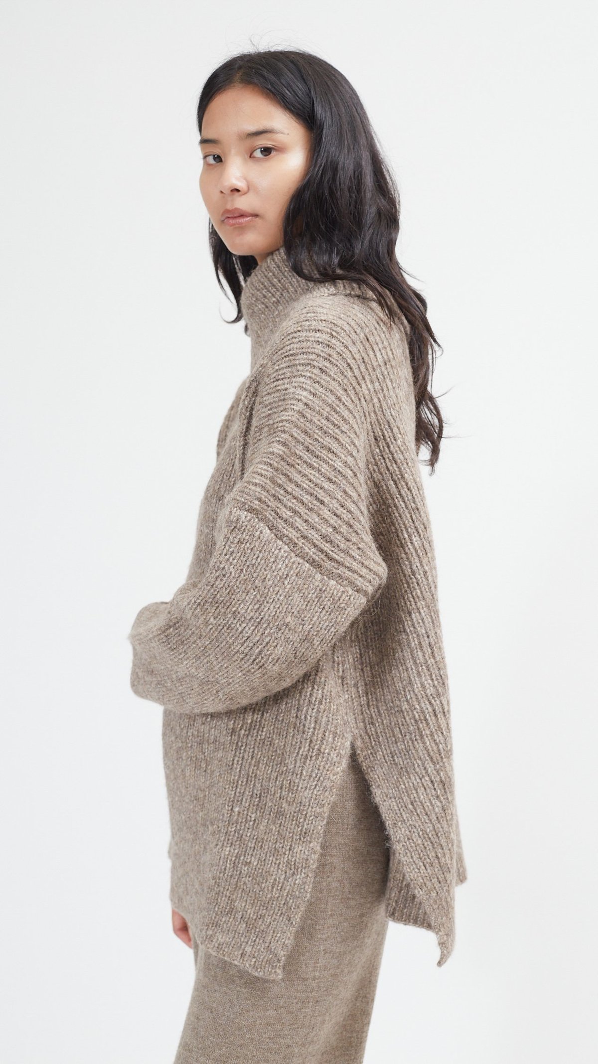 Lauren Manoogian Rib Split Turtleneck - Wood | Garmentory