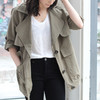 LUSH  Oversized Linen Jacket in Olive Green - Thumbnail 2