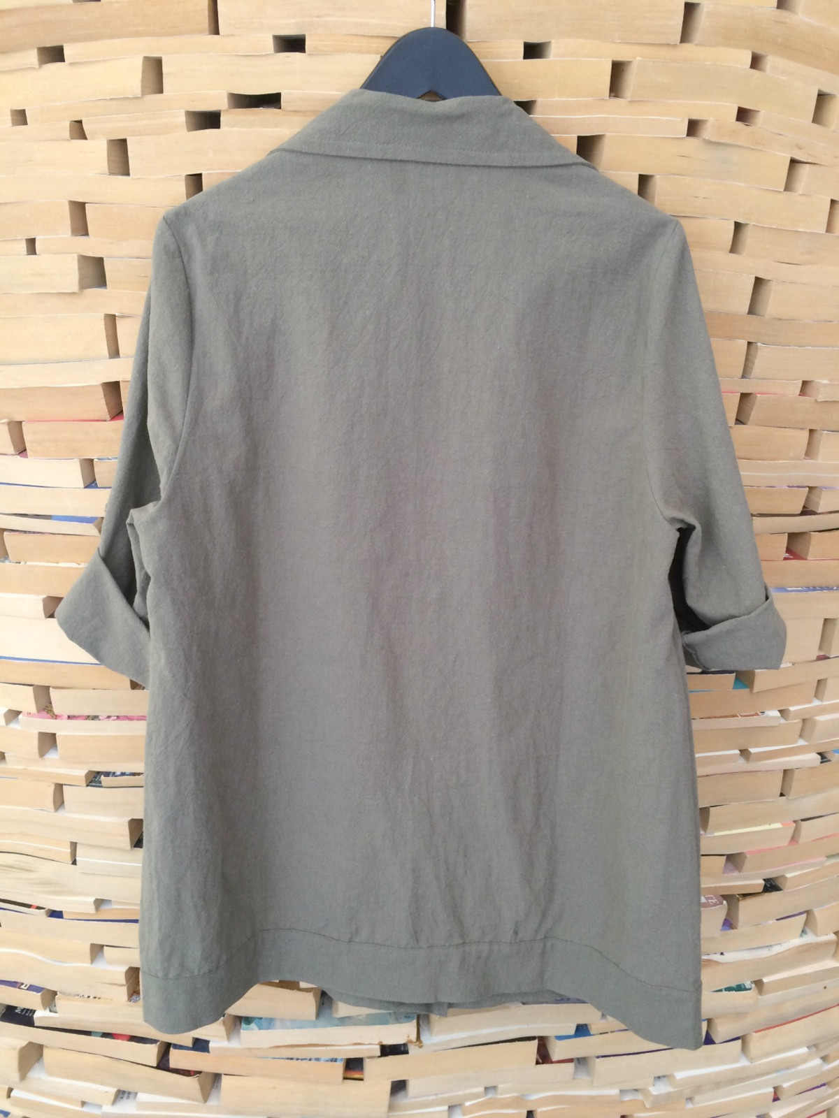 LUSH  Oversized Linen Jacket in Olive Green - Image 4 of 4