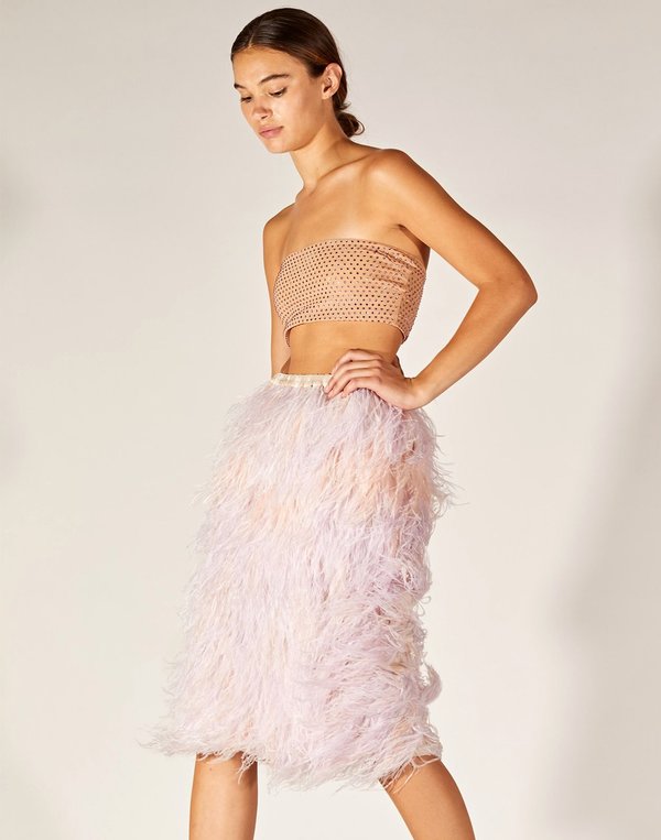 Cynthia Rowley Midi Feather Skirt - Blush | Garmentory