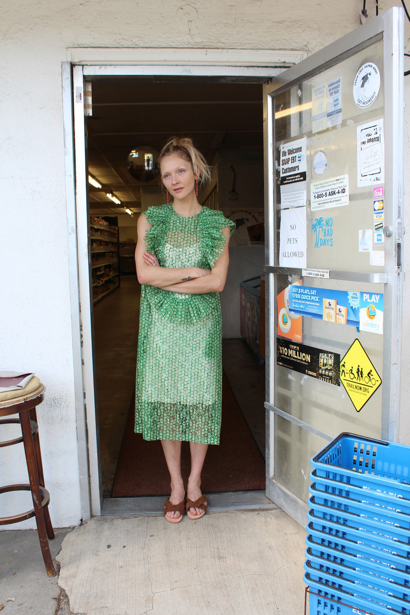 A Dtacher Lavina Ruffle Dress Green
