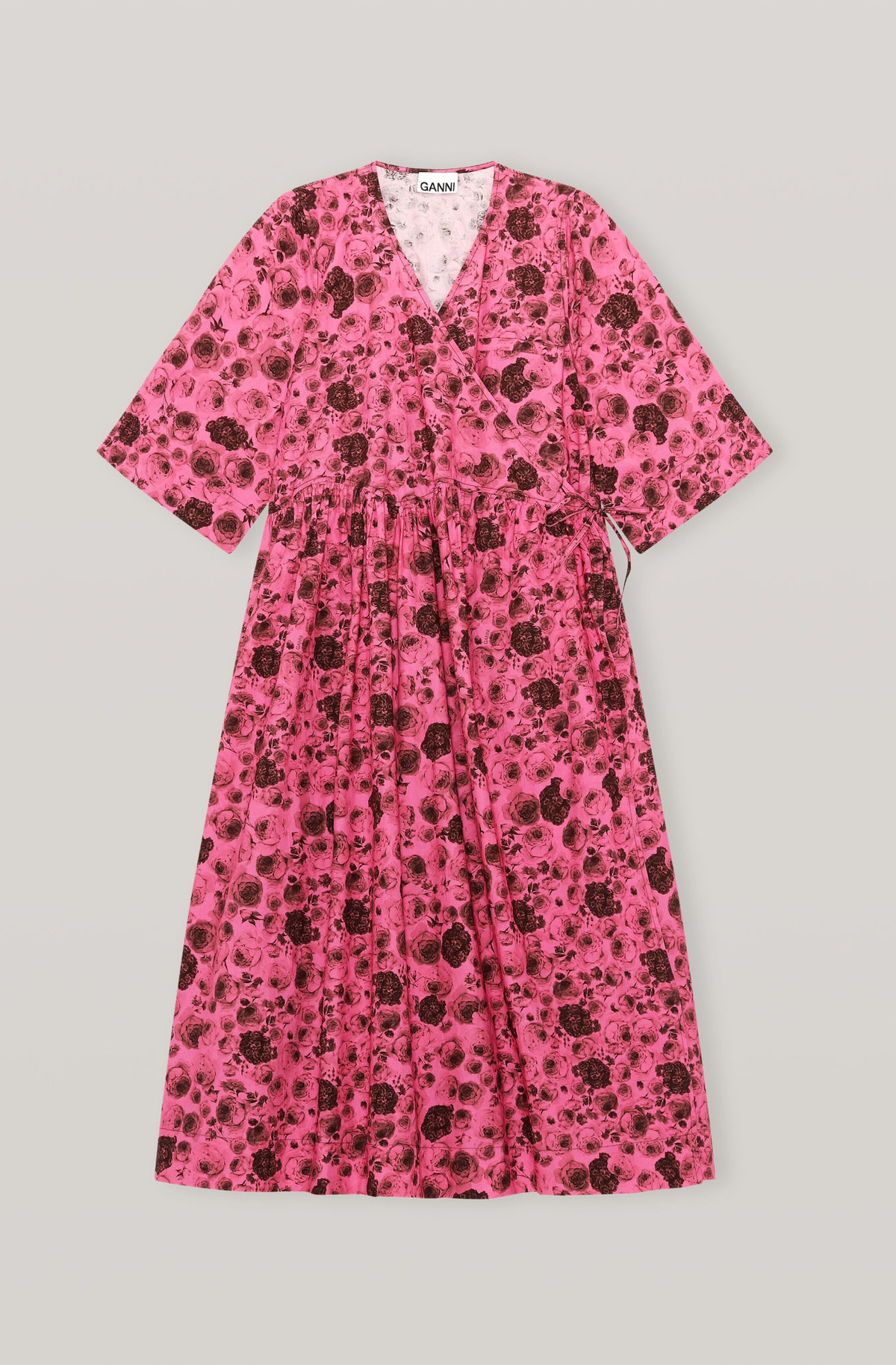 strapless open back dress Clarice Chiffon Midi Dress in Kimmie Floral Pink