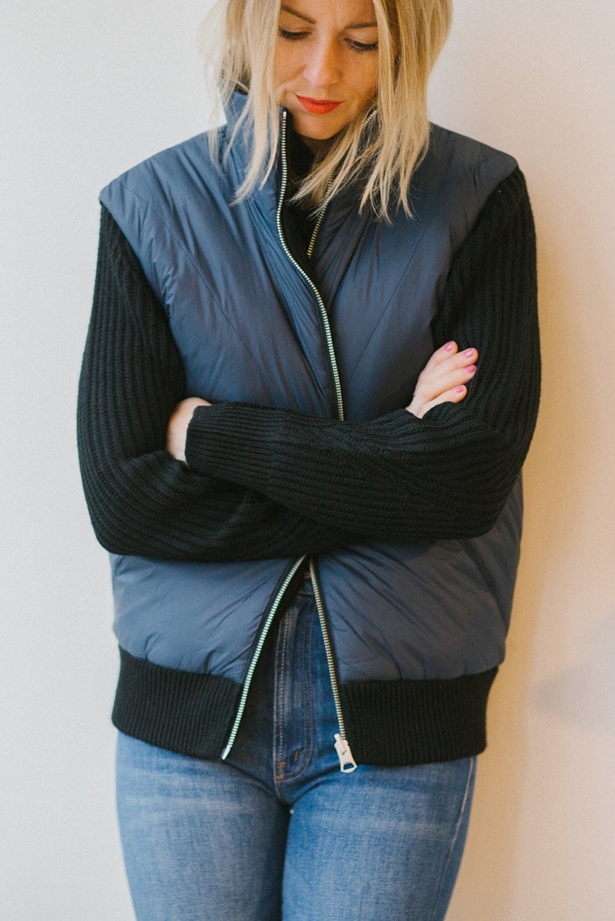 Rag & Bone Mikaela Zip Up Puffer Jacket Black/Navy Garmentory