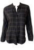 VINCE Shadow Plaid Band Collar Pullover - Black - Thumbnail 1