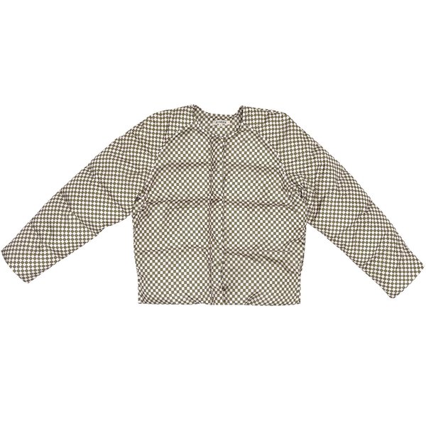 SAMPLE - PUFFER JACKET - PEACH/OLIVE CHECK | Garmentory
