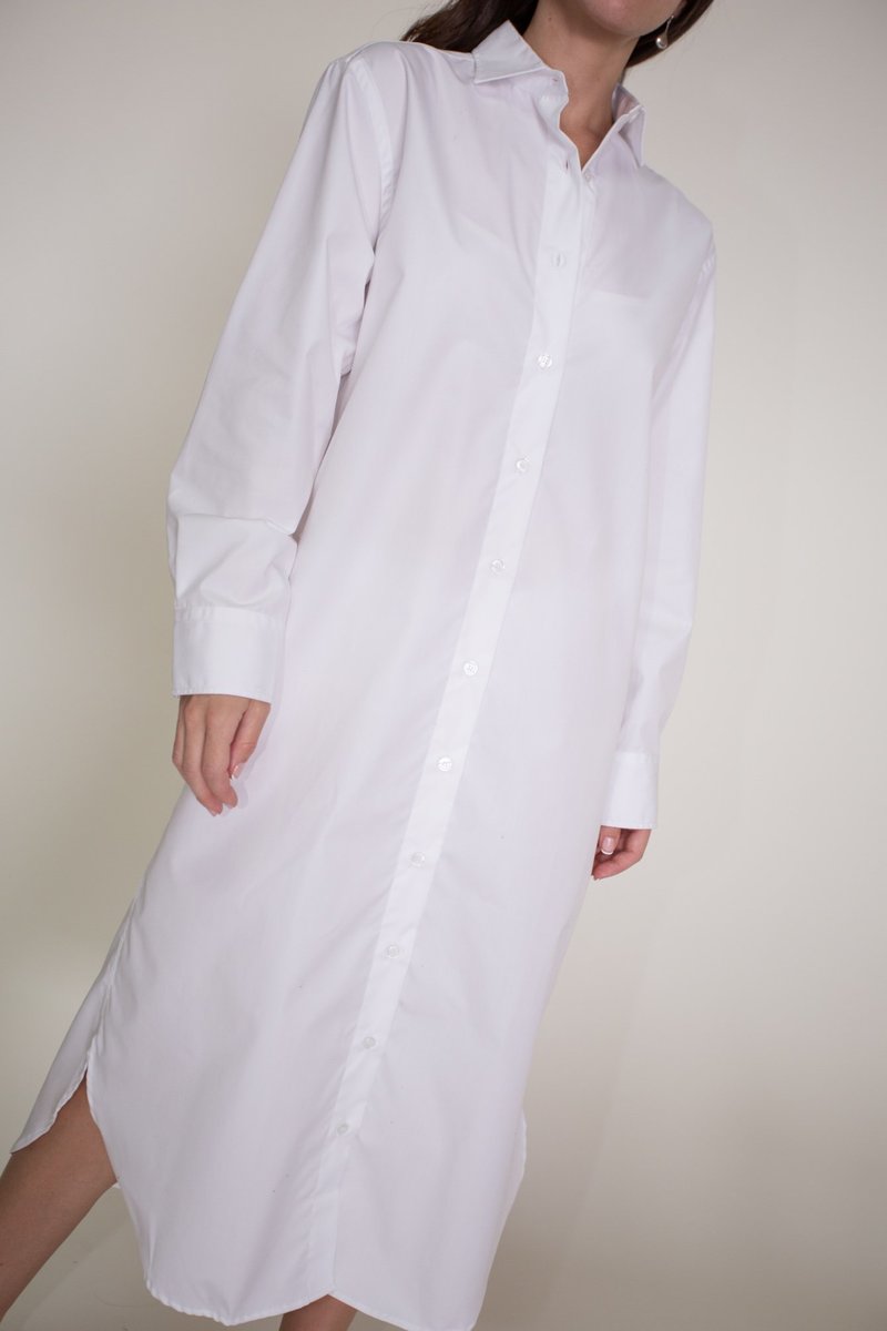 baserange ole shirt dress Ole Shirt Dress in White with stripe | Organic cotton