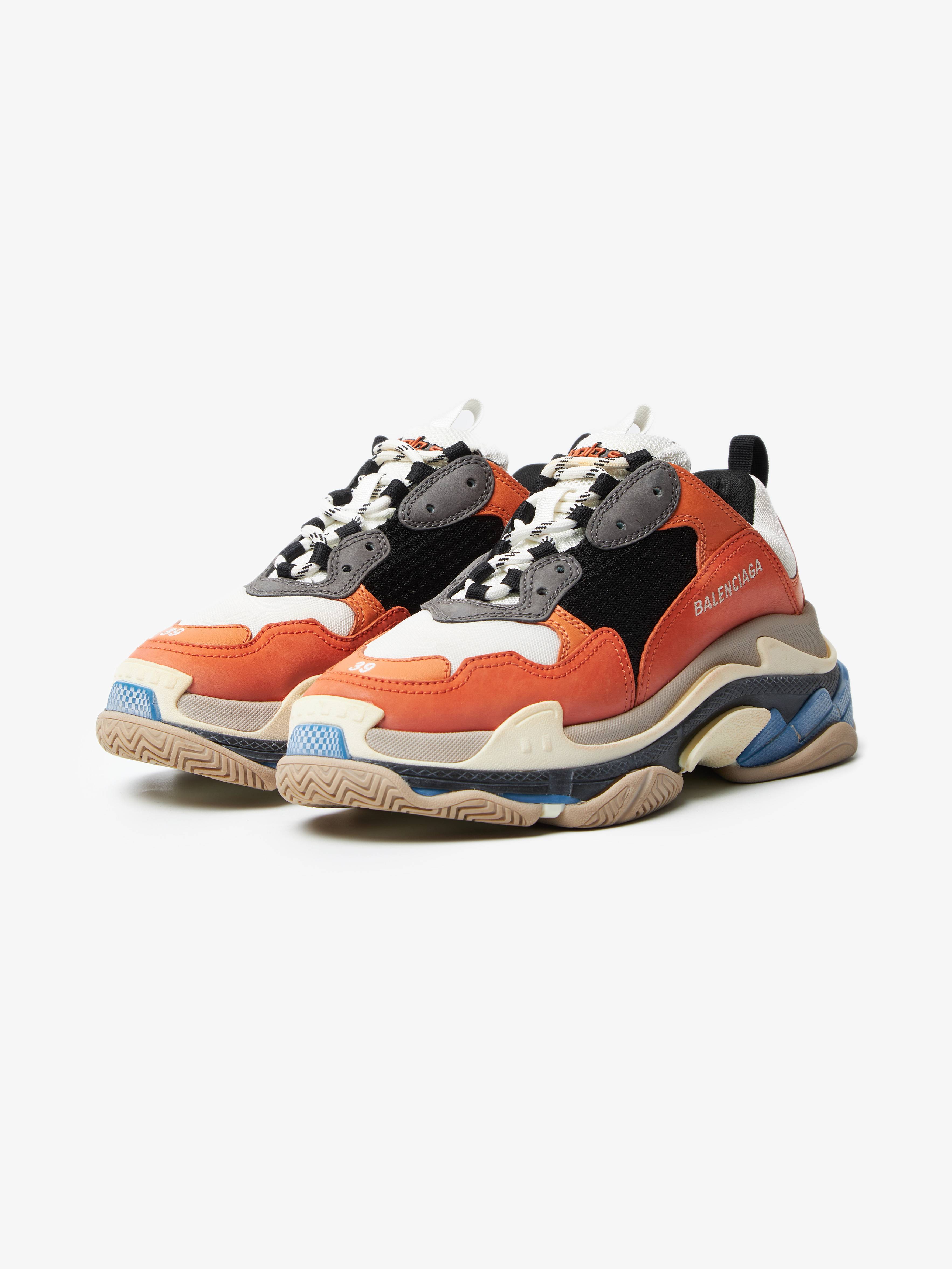 balenciaga triple s orange grey black