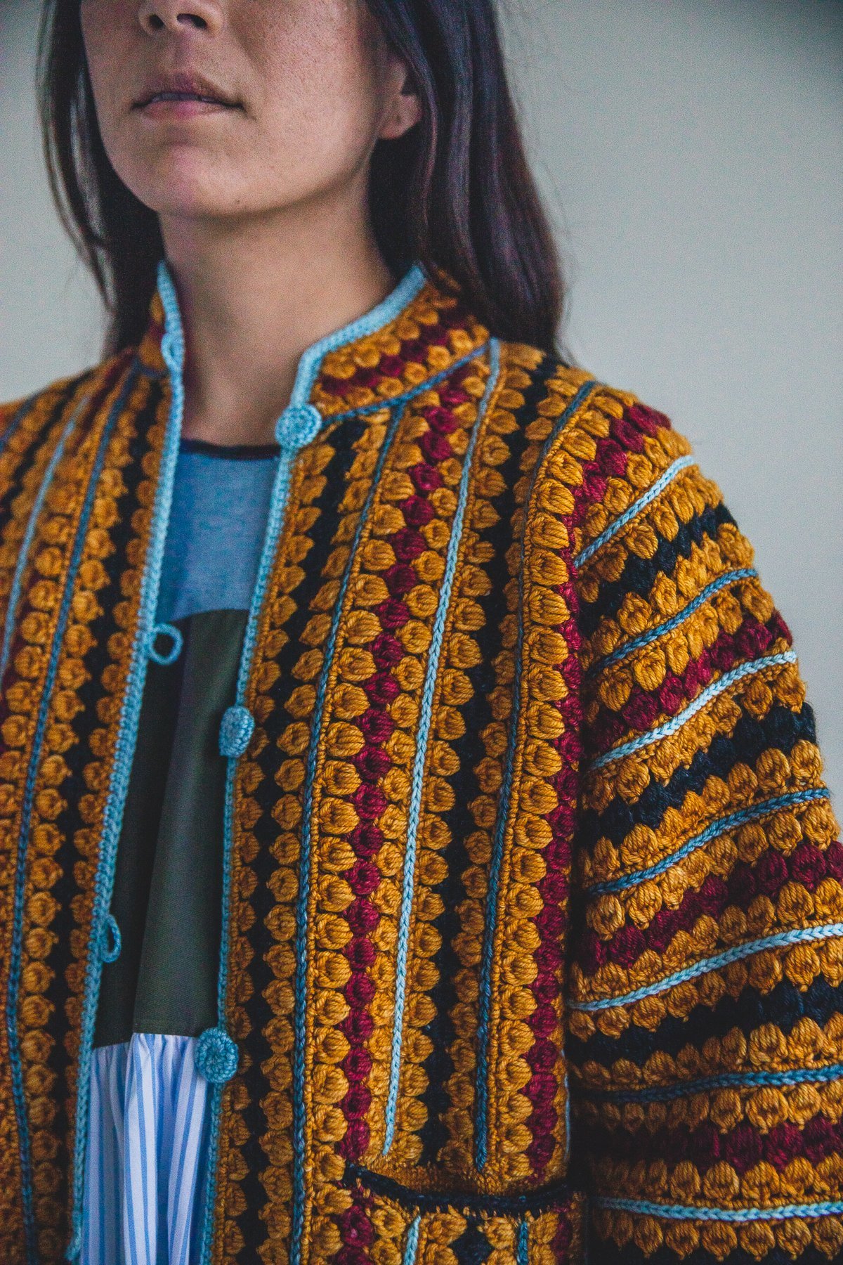 RETROSPECTIVE CROCHET JACKET IN MARIGOLD | Garmentory