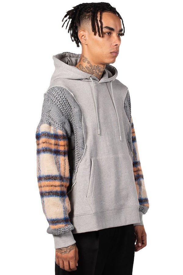 ANDERSSON BELL Fabric Contrast Antwerp Hoodie SWEATER - GRAY ANDERSSON BELL Fabric Contrast Antwerp Hoodie SWEATER - GRAY