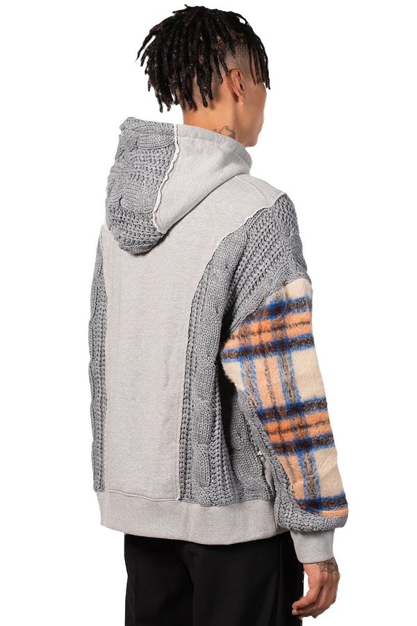 ANDERSSON BELL Fabric Contrast Antwerp Hoodie SWEATER - GRAY ANDERSSON BELL Fabric Contrast Antwerp Hoodie SWEATER - GRAY