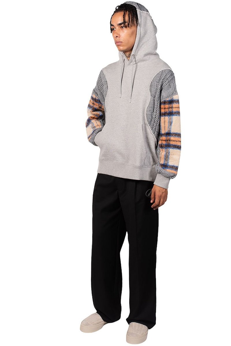 ANDERSSON BELL Fabric Contrast Antwerp Hoodie SWEATER - GRAY  