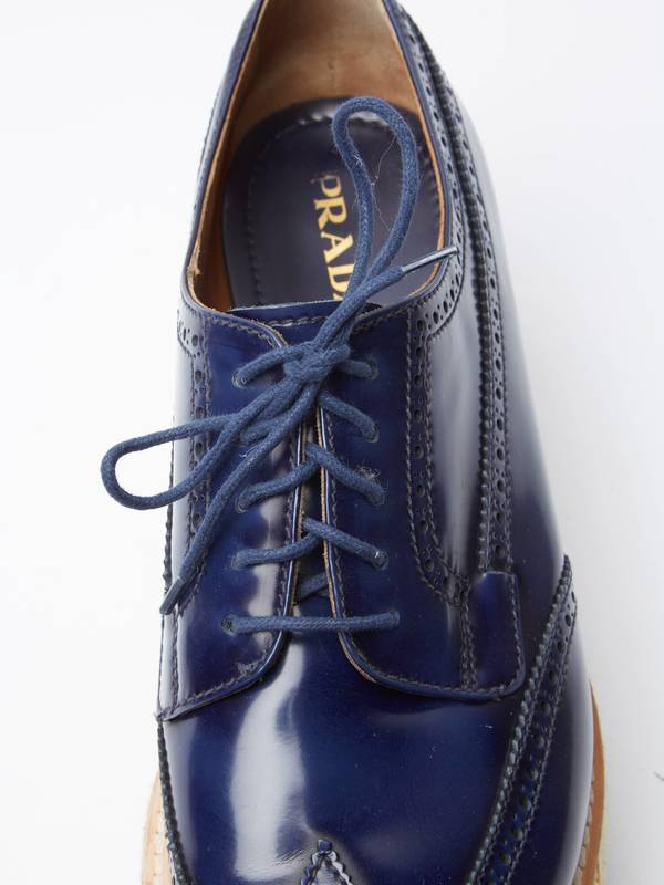 [Pre-Loved] Prada M Blue High Sole Leather Derby