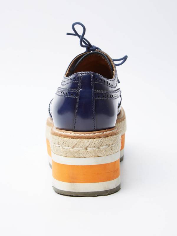 [Pre-Loved] Prada M Blue High Sole Leather Derby