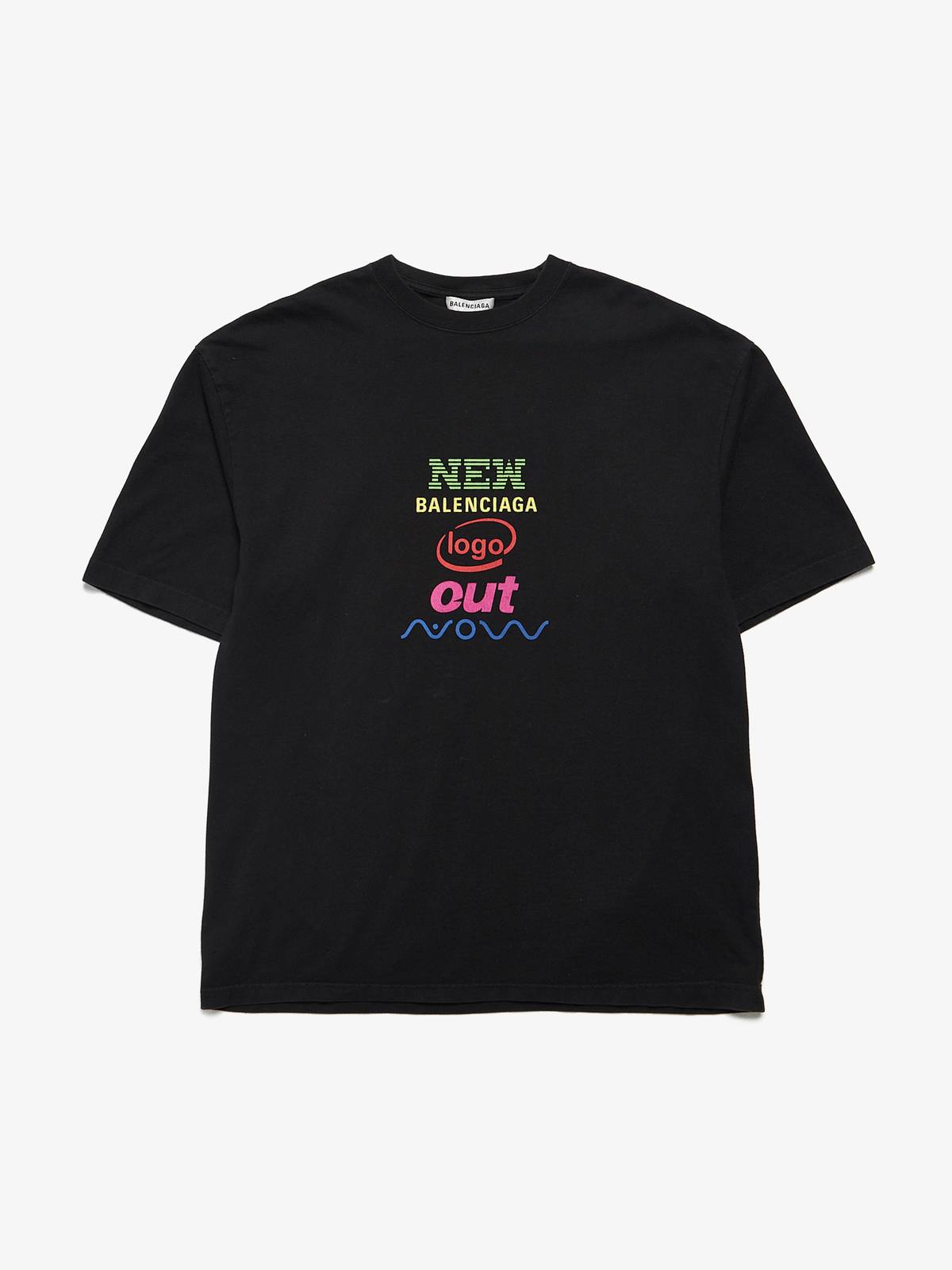 Pre - Loved] Balenciaga Color Logo Prinred Cotton T-shirt - Black 
