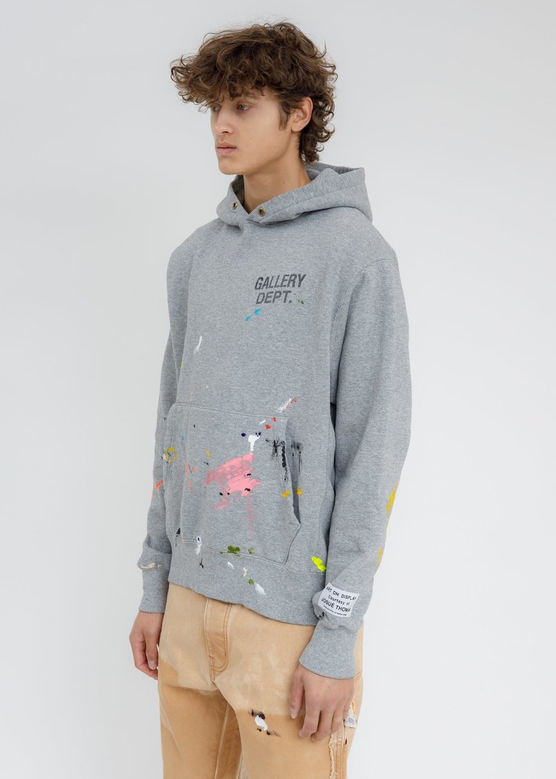 GALLERY DEPT. | PAINTED LOGO HOODIE GREY ペイント フーディ Buy Gallery Dept. Logo Painted Hoodie 'Grey' - GD EN 2000