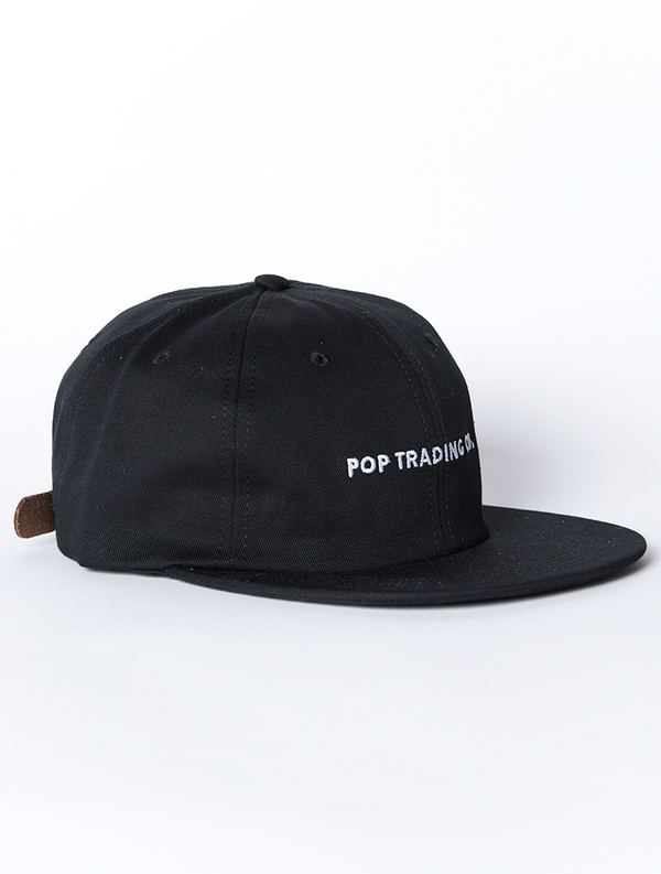 Pop Trading Company Black 6 Panel Script Cap Pop Trading Company Black 6 Panel Script Cap