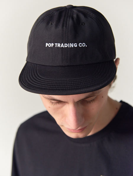 Pop Trading Company Black 6 Panel Script Cap Pop Trading Company Black 6 Panel Script Cap