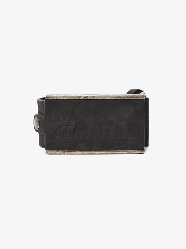 Pre - Loved] John Galliano Cross Studded JG Belt - Black | Garmentory