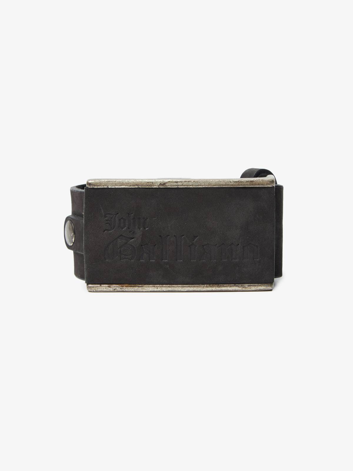 Pre - Loved] John Galliano Cross Studded JG Belt - Black | Garmentory
