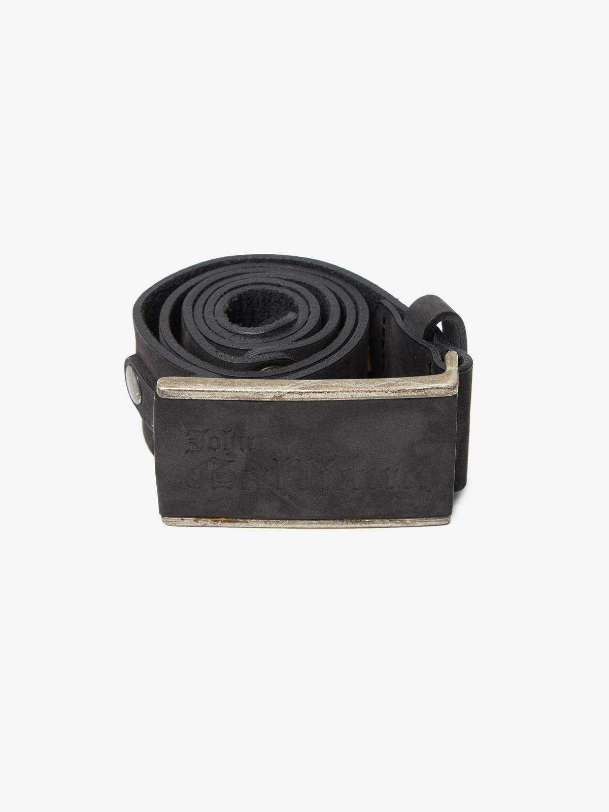 Pre - Loved] John Galliano Cross Studded JG Belt - Black | Garmentory