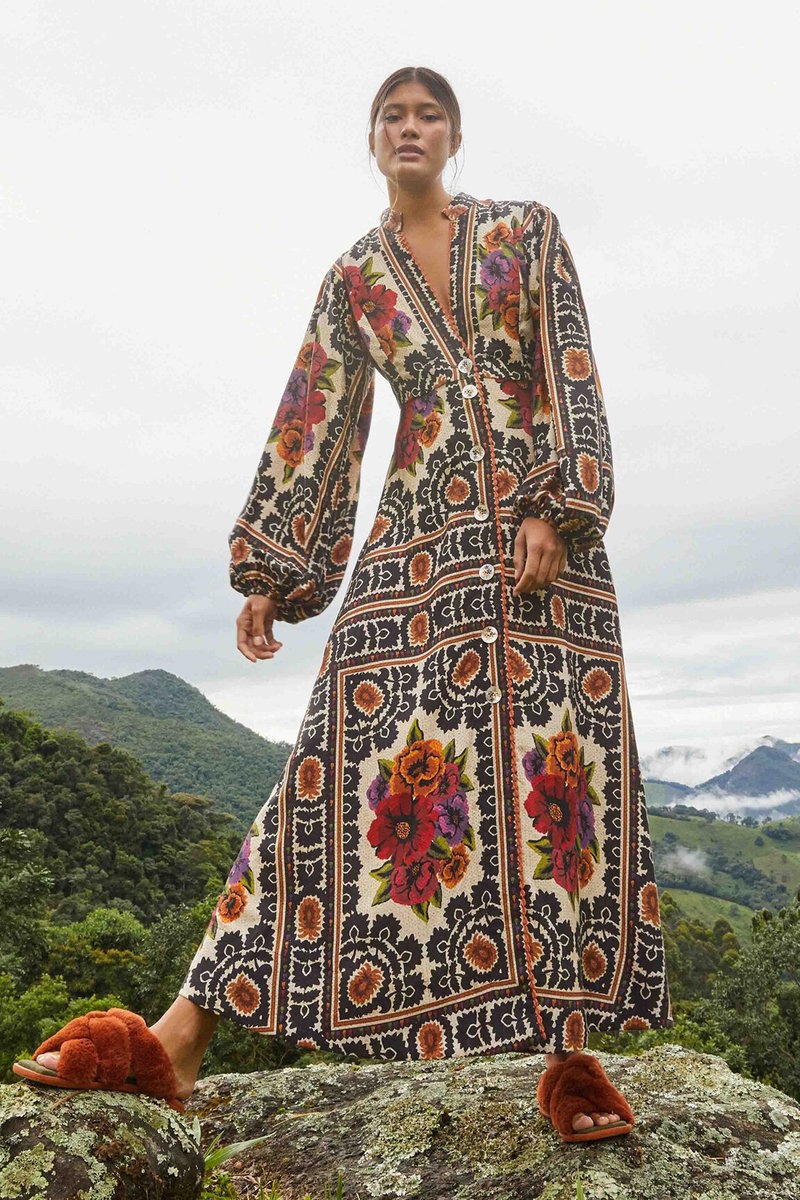farm rio floral tapestry maxi dress Farm Rio Flower Tapestry Maxi Dress
