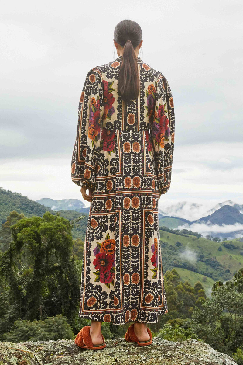 farm rio winter tapestry ruched maxi dress Farm Rio