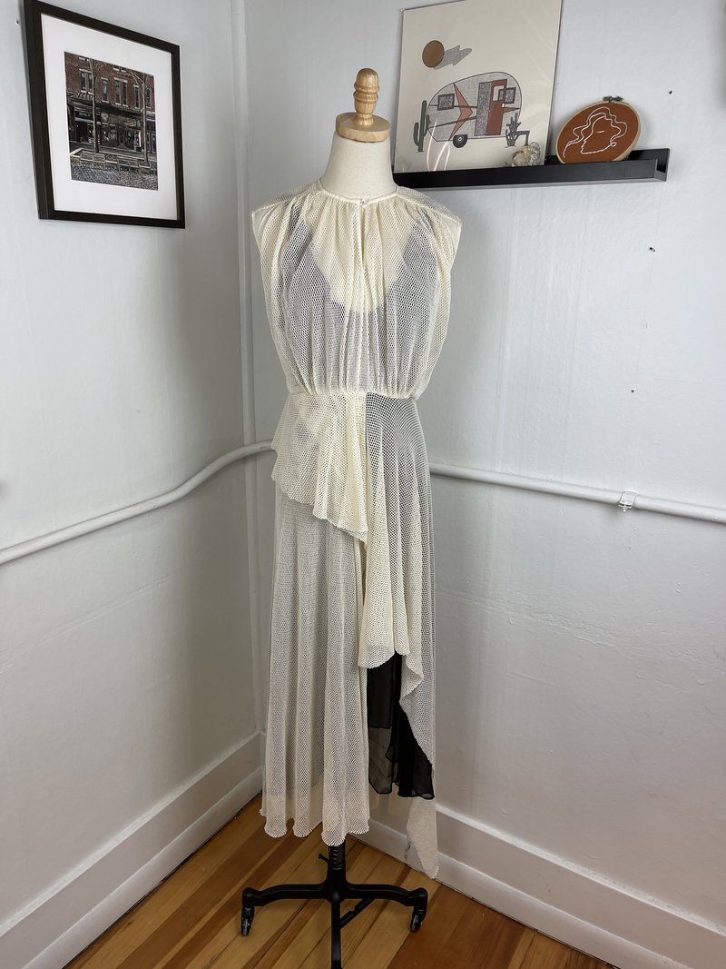 PRE-LOVED] Rachel Comey Silk Mesh Overlay Dress -White Garmentory