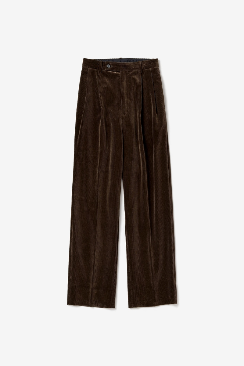 Auralee Washed Shankar Wide Corduroy Slacks PANTS - Dark Brown  