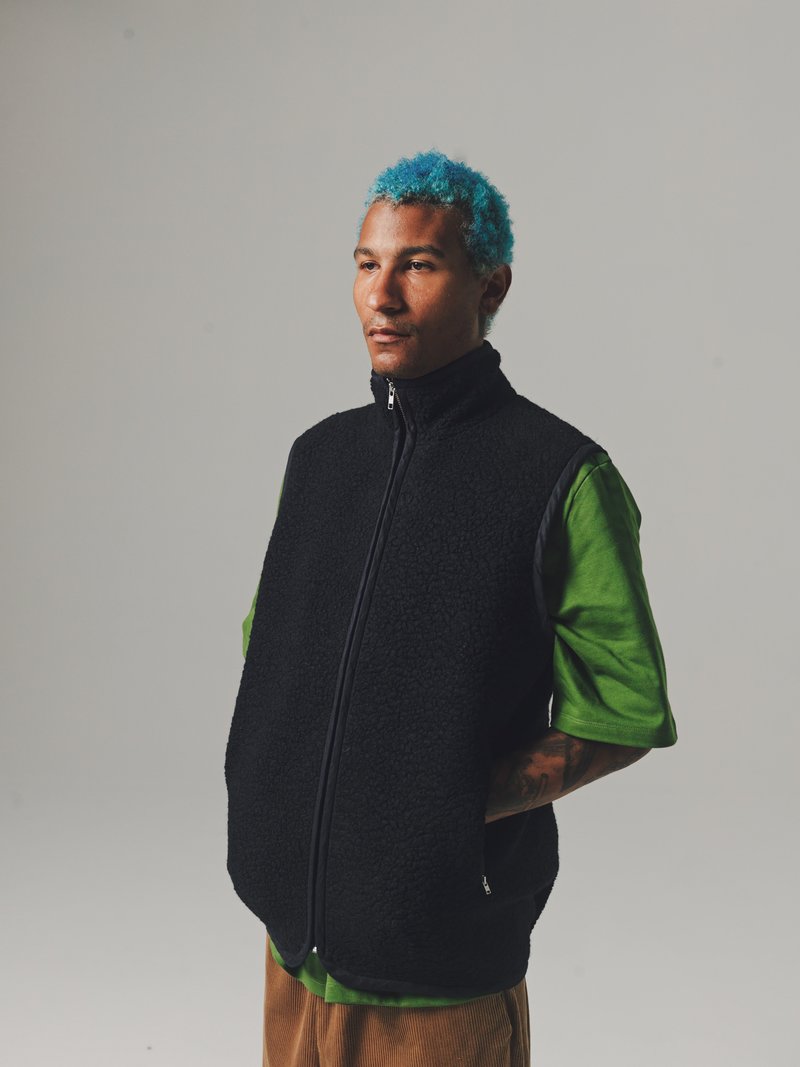 Camiel Fortgens Recycled Wool Fleece Track Vest - Black | Garmentory 