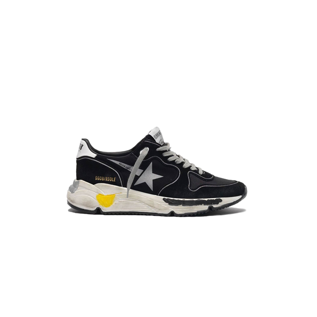 Golden Goose Running Sole Silver Star Black Women GWF00126