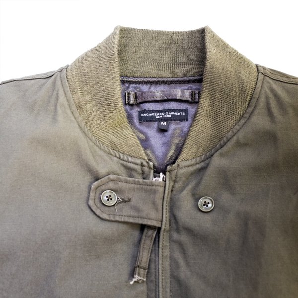 Engineered Garments Aviator Jacket - Olive Heavyweight Cotton