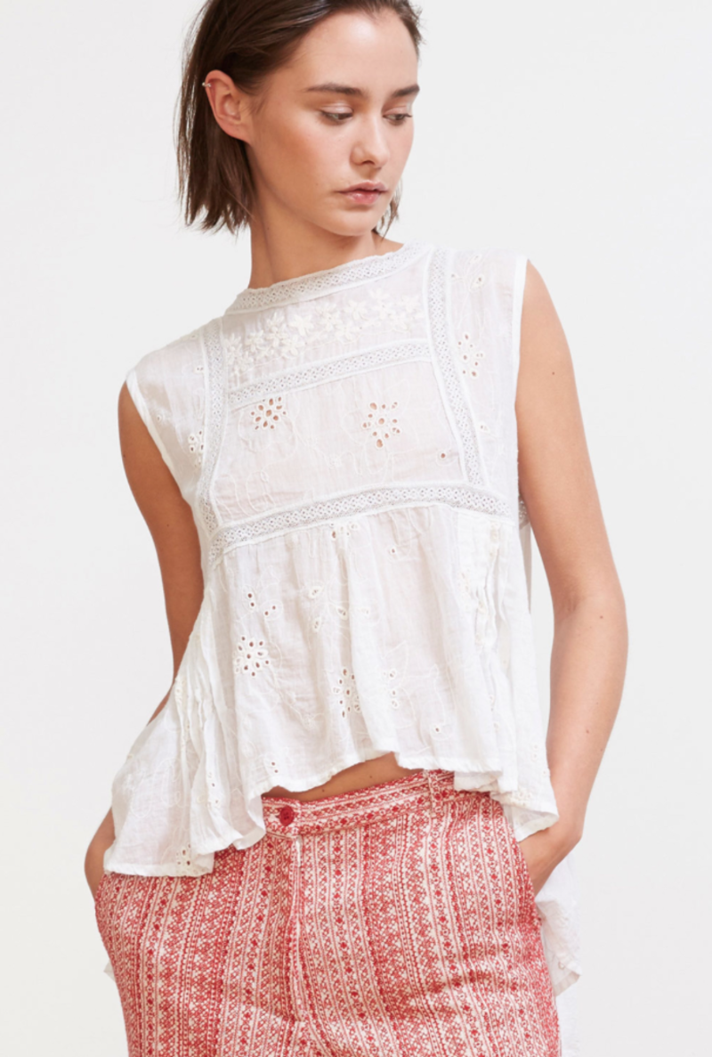 Mes Demoiselles 'Valet' Asymmetrical Lace Ruffle Top